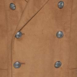 Balmain Beige Wool Blend Double Breasted Long Coat