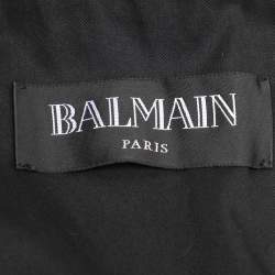 Balmain Black Viscose Blend Double Breasted Long Coat XXL
