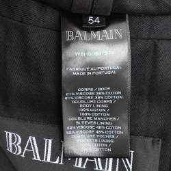 Balmain Black Viscose Blend Double Breasted Long Coat XXL