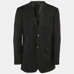 Balmain Black Gabardine Button Detail Single Breasted Blazer XL