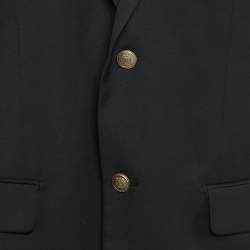 Balmain Black Gabardine Button Detail Single Breasted Blazer XL