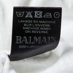 Pre Owned Balmain White Linen Lace-Up Long Sleeve T-Shirt M