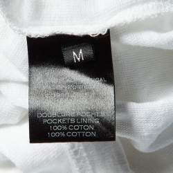 Pre Owned Balmain White Linen Lace-Up Long Sleeve T-Shirt M