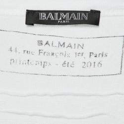 Pre Owned Balmain White Linen Lace-Up Long Sleeve T-Shirt M