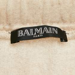 Balmain Cream Cotton Paneled Knit Jogger Pants M