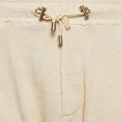 Balmain Cream Cotton Paneled Knit Jogger Pants M