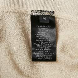 Balmain Cream Cotton Paneled Knit Jogger Pants M