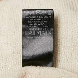 Balmain Cream Cotton Paneled Knit Jogger Pants M