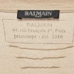 Balmain Beige Tiger Print Cotton Round Neck T-Shirt M