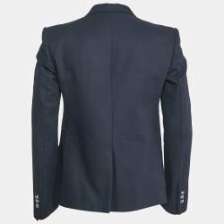 Pre Owned Balmain Navy Blue Cotton Button Detail Single Breasted Blazer L