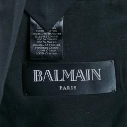 Pre Owned Balmain Navy Blue Cotton Button Detail Single Breasted Blazer L