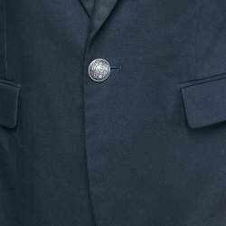 Pre Owned Balmain Navy Blue Cotton Button Detail Single Breasted Blazer L