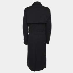 Balmain Dark Grey Cotton Blend Belted Coat XL