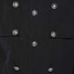 Balmain Dark Grey Cotton Blend Belted Coat XL