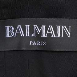 Balmain Dark Grey Cotton Blend Belted Coat XL