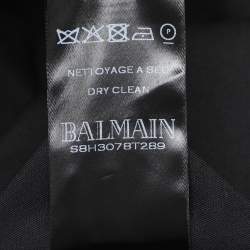 Balmain Dark Grey Cotton Blend Belted Coat XL
