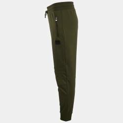 Pre Owned Balmain Green Jersey Pintuck Detail Track Pants L