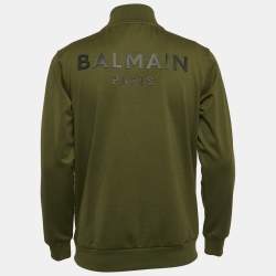 Balmain Green Jersey Zip-Up Sweat Jacket  M
