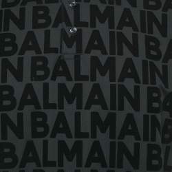Pre Owned Balmain Black Logo Print Cotton Polo T-Shirt L