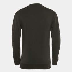 Pre Owned Balmain Black Logo Print Cotton Crew Neck Sweatshirt S