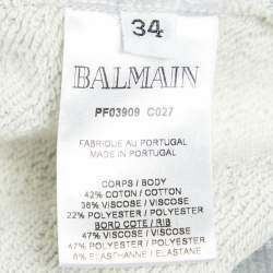 Balmain Grey Printed Cotton Crewneck Sweatshirt XS