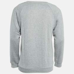 Balmain Grey Printed Cotton Crewneck Sweatshirt XS