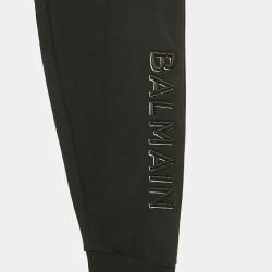 Balmain Black Logo Embroidered Cotton Knit Track Pants XS