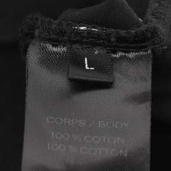 Pre Owned Balmain Black Cotton Logo T-Shirts L