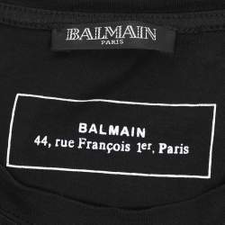 Pre Owned Balmain Black Cotton Logo T-Shirts L