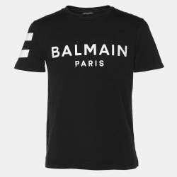Pre Owned Balmain Black Cotton Logo Print T-Shirt S
