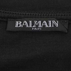 Pre Owned Balmain Black Cotton Logo Print T-Shirt S