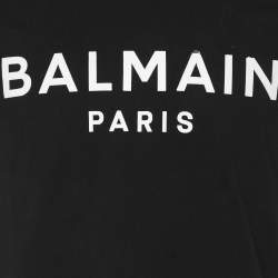 Pre Owned Balmain Black Cotton Logo Print T-Shirt S