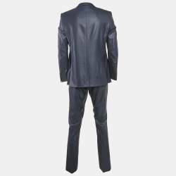 Balmain Navy Blue Wool Tailored Pants Suit M