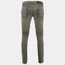 Pre Owned Balmain Grey Denim Skinny Fit Jeans L Waist 33"