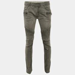 Pre Owned Balmain Grey Denim Skinny Fit Jeans L Waist 33"