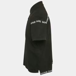 Pre Owned Balmain Black Pique Cotton Polo T-Shirt XL