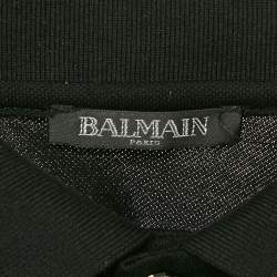 Pre Owned Balmain Black Pique Cotton Polo T-Shirt XL
