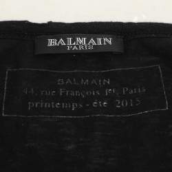 Pre Owned Balmain Black Cotton Knit Sweater M