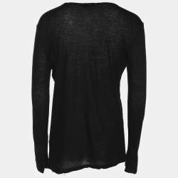 Pre Owned Balmain Black Cotton Knit Sweater M