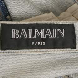Balmain Light Blue Denim Pleated Side Detail  Jeans M (W 35")