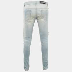 Balmain Light Blue Denim Pleated Side Detail  Jeans M (W 35")