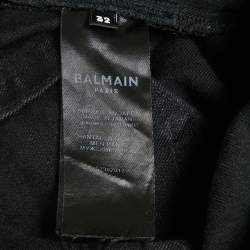 Pre Owned Balmain Black Washed Denim Slim Fit Jeans M Waist 32"