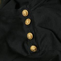 Balmain Navy Blue Embroidered Jersey Long Sleeve T-Shirt M