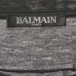 Balmain Navy Blue Embroidered Jersey Long Sleeve T-Shirt M