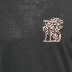 Balmain Navy Blue Embroidered Jersey Long Sleeve T-Shirt M