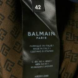 Balmain Brown Monogram Print Crepe Button Front Vacation Shirt XL