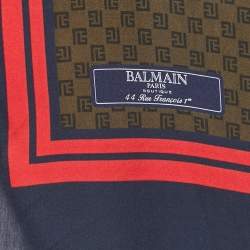 Balmain Brown Monogram Print Crepe Button Front Vacation Shirt XL