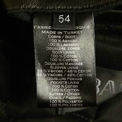 Pre Owned Balmain Black Leather Open Front Biker Jacket XXL