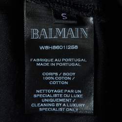 Pre Owned Balmain Black Logo printed Cotton Knit T-Shirt S