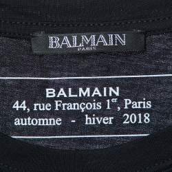 Pre Owned Balmain Black Logo printed Cotton Knit T-Shirt S